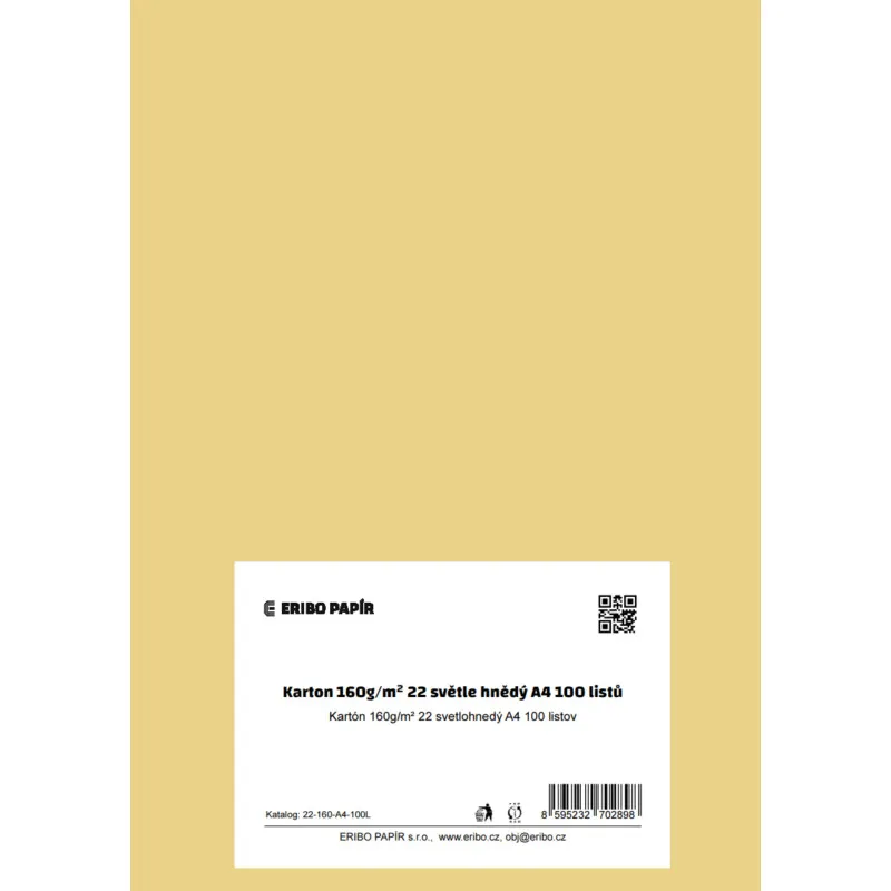 Barevný karton - A4 / 160 g / hnědá