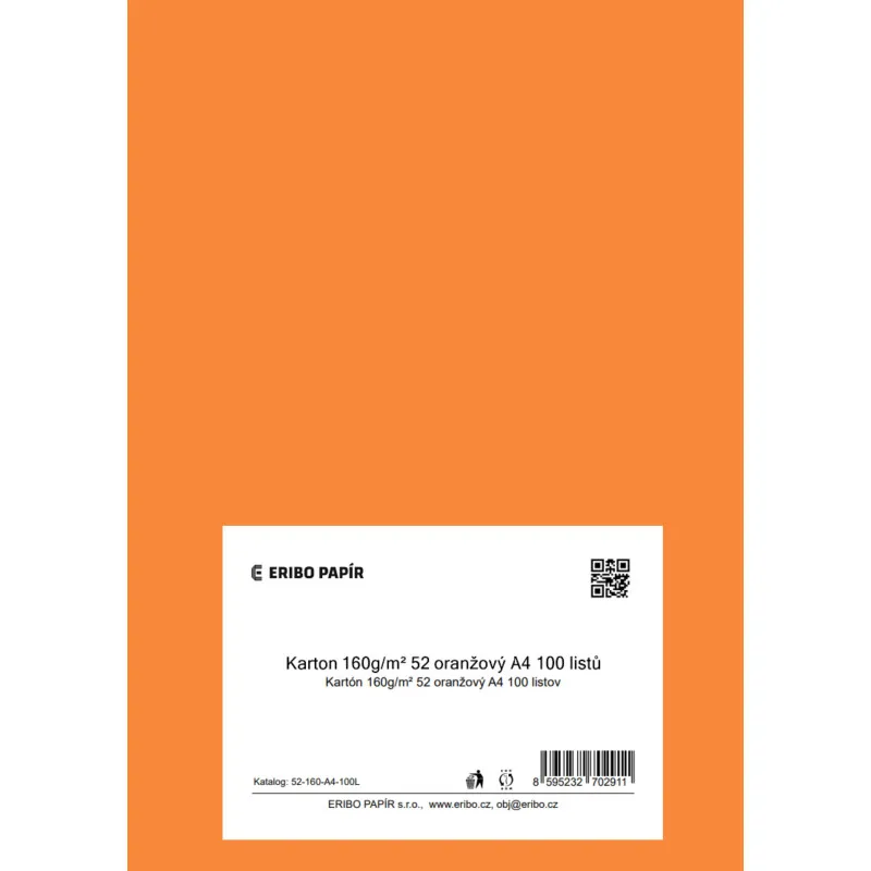 Barevný karton - A4 / 160 g / oranžová