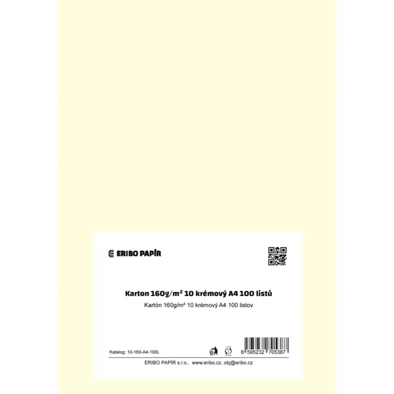 Barevný karton - A4 / 160 g / vanilková
