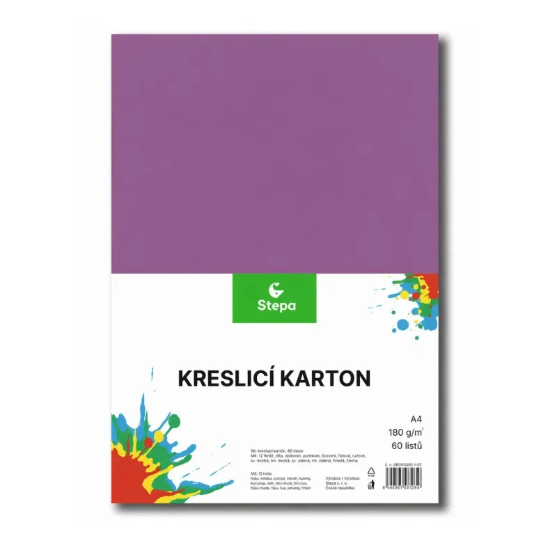 Barevný karton - A4 / 180 g / 60 listů / barevný mix