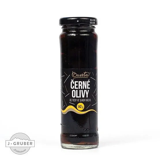 BASSTA černé olivy bez pecky 142 g sklo