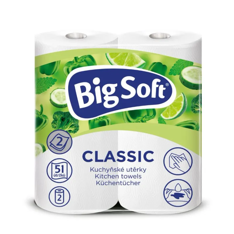 BigSoft papírové utěrky v roli Classic extra bílé 2-vrstvé 2ks