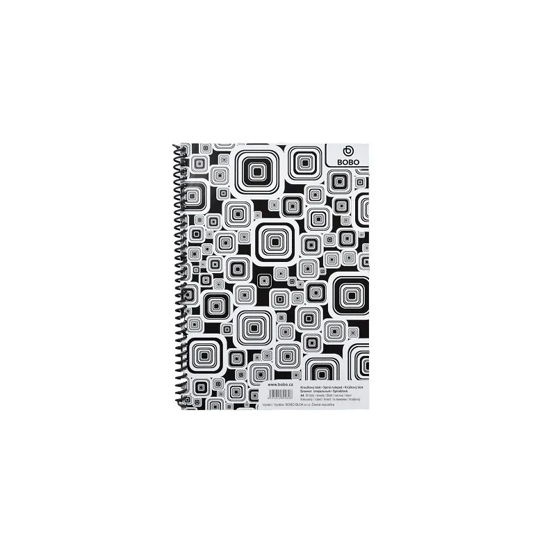 Blok BOBO Black & White s boční spirálou - A5 / linka / boční spirála