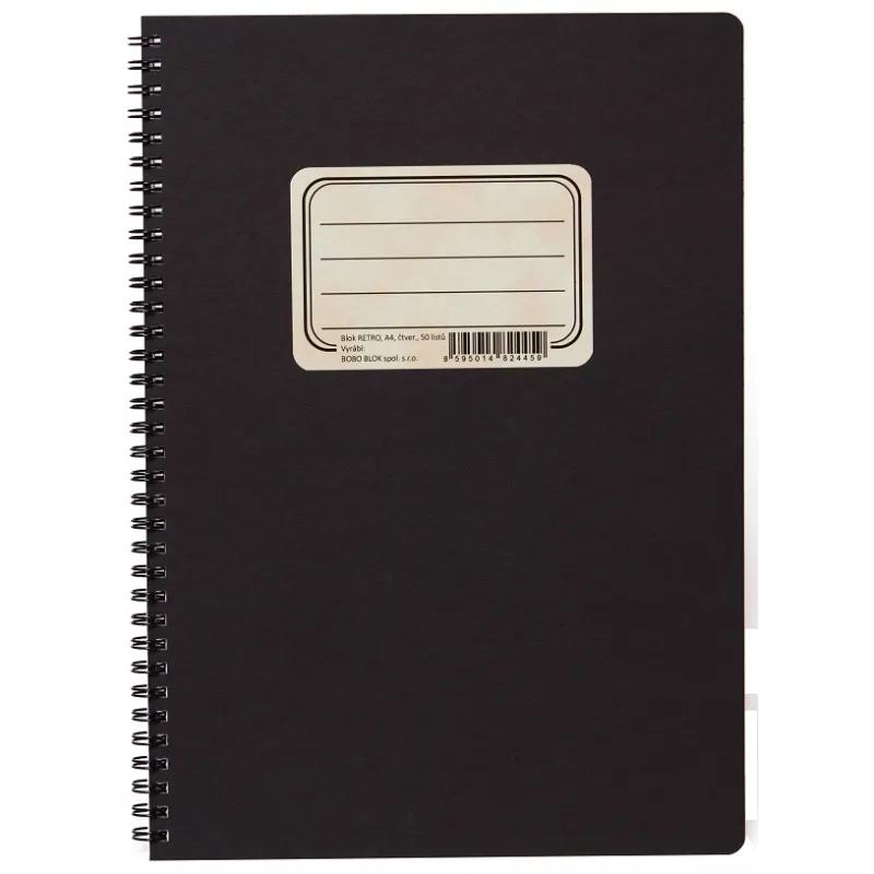 Blok BOBO Retro s boční spirálou - A4 / čtvereček