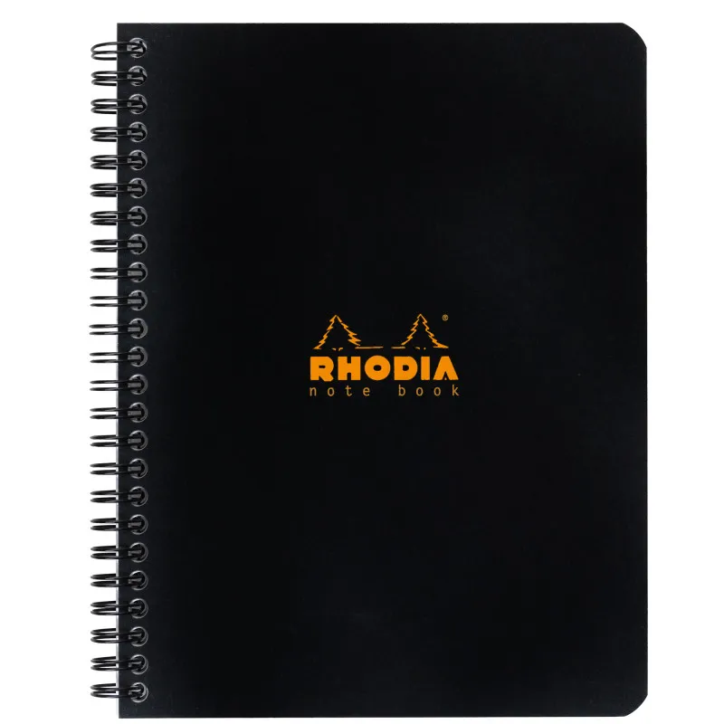 Blok kroužkový Clairefontaine Rhodia A5+ - čtvereček / 80 listů / černá