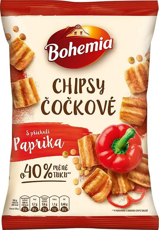 Bohemia Chipsy čočkové paprika 65g