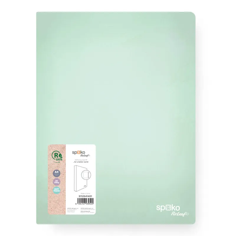 Desky A4 kroužkové Spoko ReLeaf Soft touch - mentolová