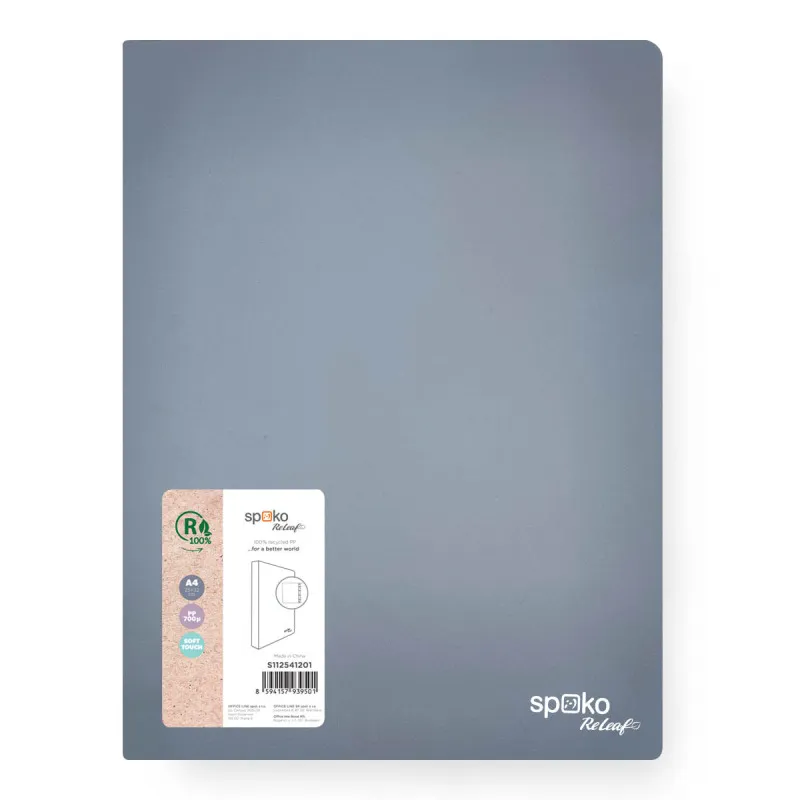 Desky A4 kroužkové Spoko ReLeaf Soft touch - šedomodrá