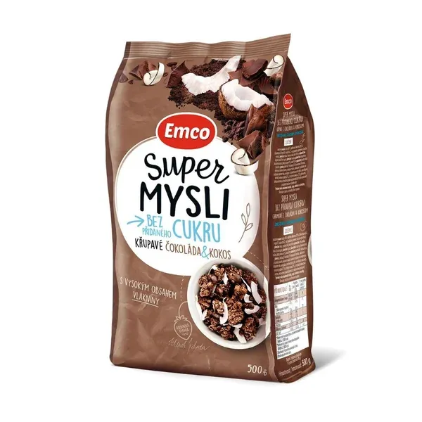 Emco Super Mysli bez přidaného cukru - čokoláda a kokos, 500g