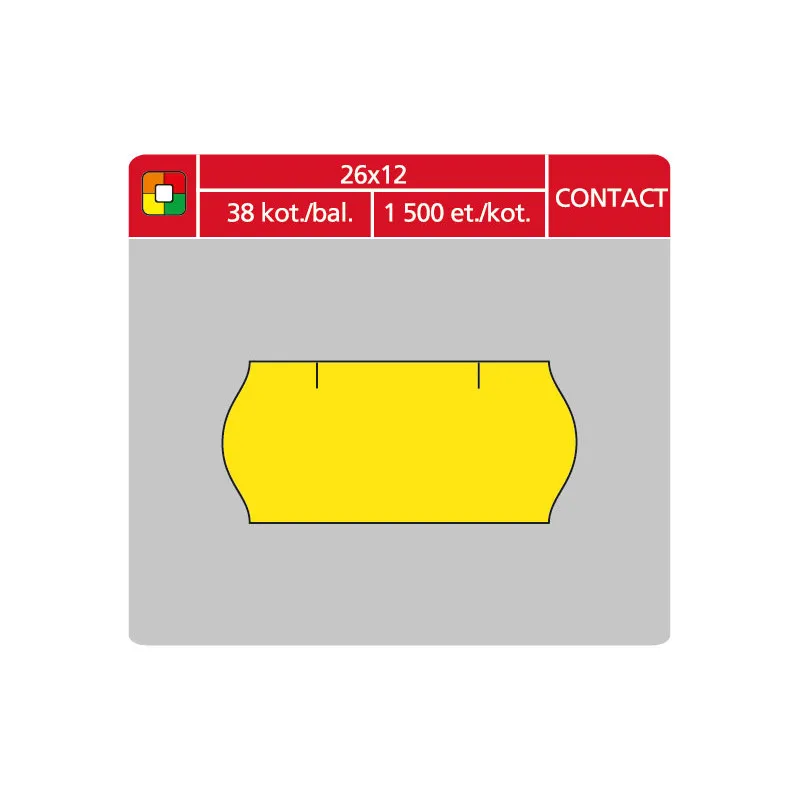 Etikety do etiketovacích kleští - 26 x 12 mm Contact / žlutá