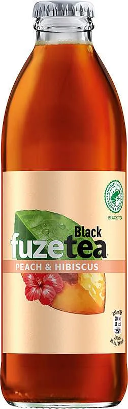 Fuze Tea Ledový čaj černý broskev+ibišek 250ml sklo
