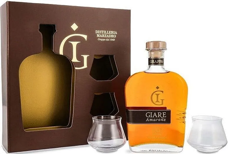 Grappa Marzadro GIARE Moderna Gewürztraminer+2sklo gB 41%0.70l
