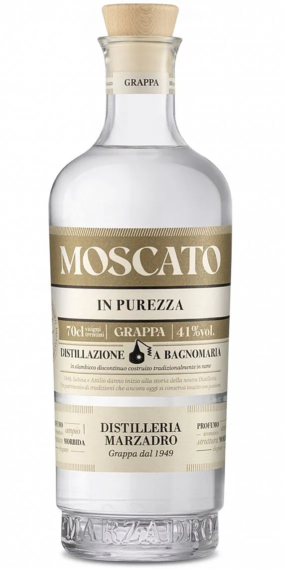 Grappa Marzadro Monovitigno di Moscato holá lahev 41%0.70l