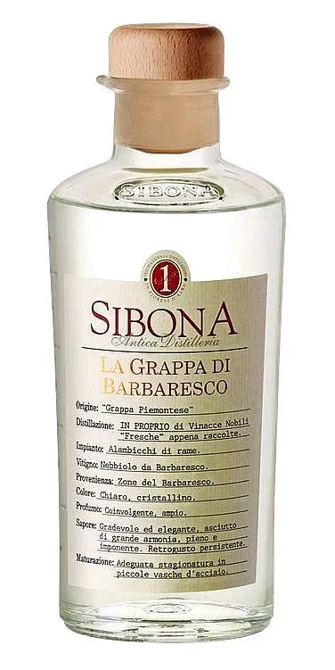Grappa Sibona di Barbaresco Bianca holá lahev 40%0.50l