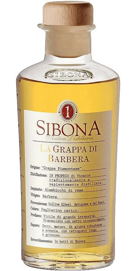 Grappa Sibona di Barbera vyzrálá holá lahev 40%0.50l