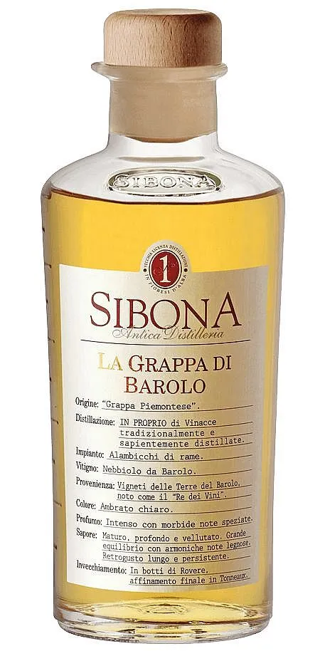 Grappa Sibona di Barolo vyzrálá holá lahev 40%0.50l