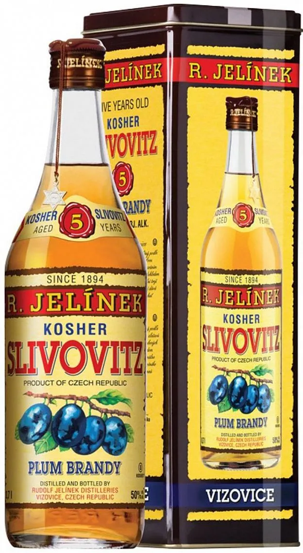 Jelínek KOSHER Slivovitz 5y zlatá v plechu  50%0.70l