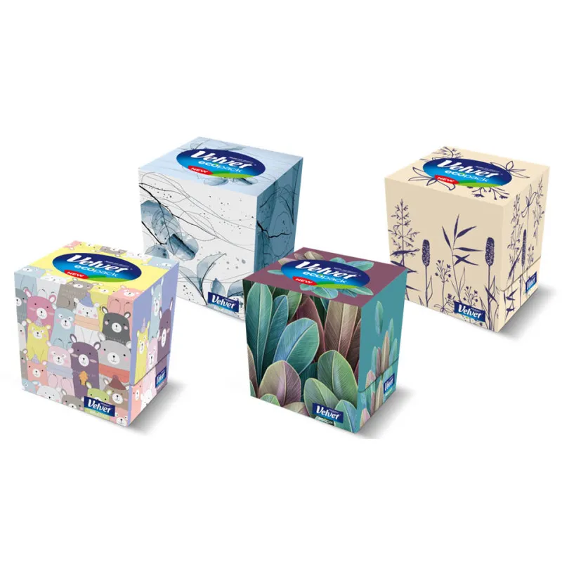 Kapesníčky kosmetické papírové Velvet Cube - 3vrstvé / 56 ks