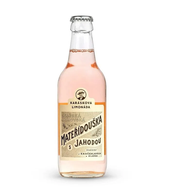 Karáskova limonáda 0,33 sklo jahoda s mateřídouškou
