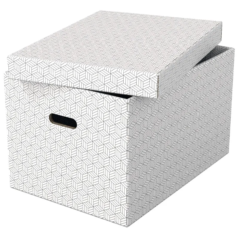 Krabice úložná Esselte - L / bílá / 510 x 355 x 305 mm / s otvory / 3 ks