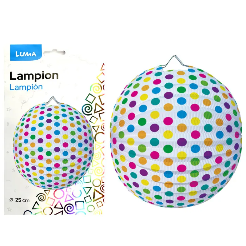 Lampion kulatý 25 cm - puntík