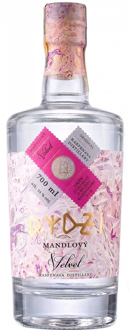 Likér Velvet mandlový Rýdzi & Karibský rum holá lahev 34%0.70l