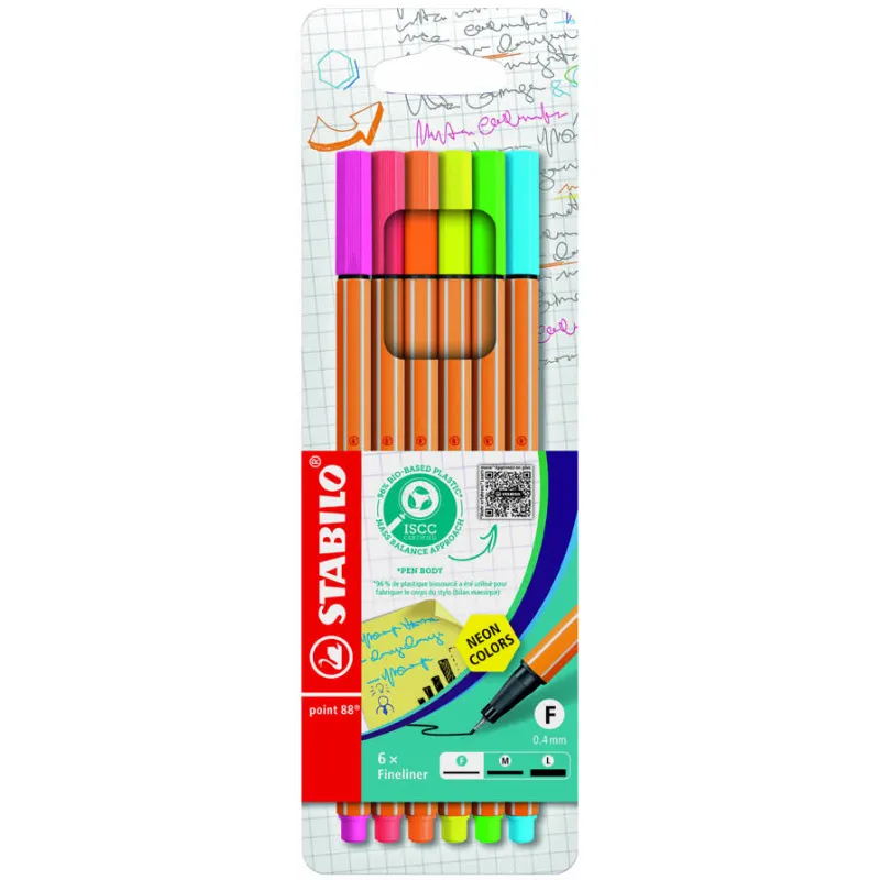 Liner STABILO® point 88 Neon - sada 6 ks