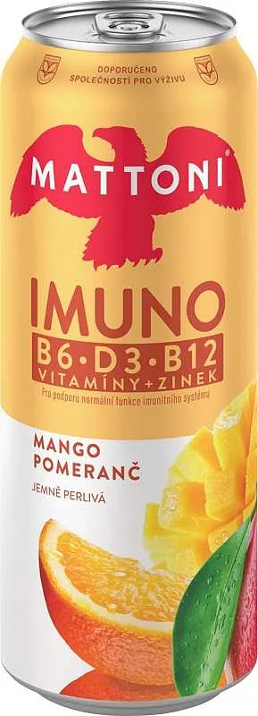 Mattoni Imuno - Pomeranč+Mango jemně perlivá 0,5l plech