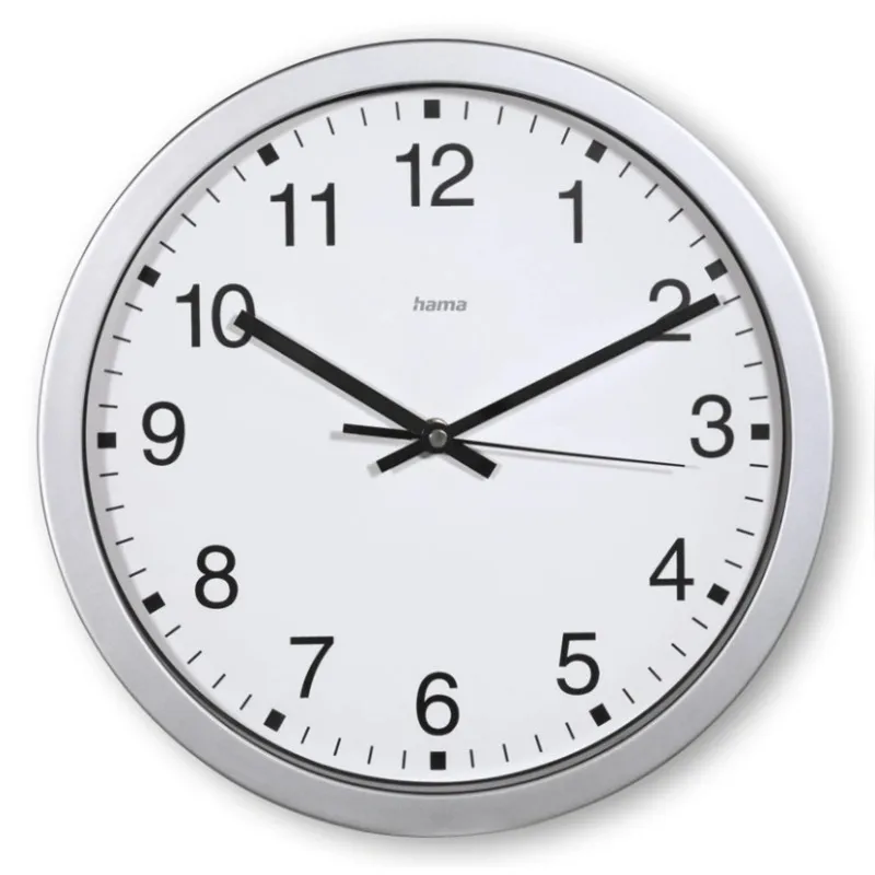 Nástěnné hodiny Hama Mallorca stříbrné / bílé prům. 30 cm