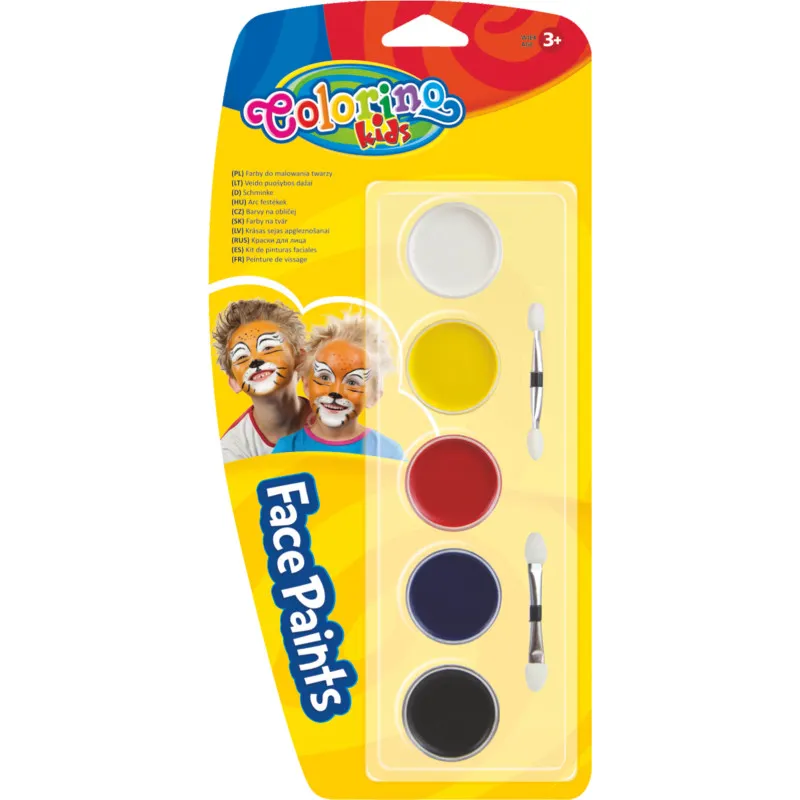 Obličejové barvy Colorino suché - 5 barev + štěteček