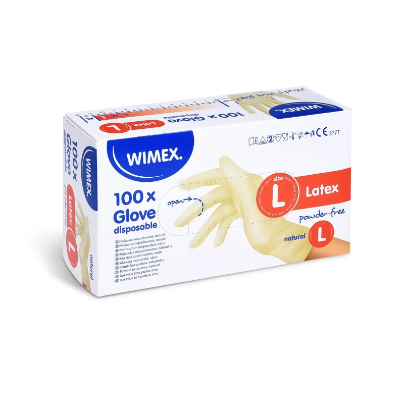 Ochranné rukavice latexové - nepudrované / velikost L / 100 ks