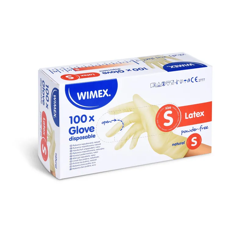 Ochranné rukavice latexové - nepudrované / velikost S / 100 ks