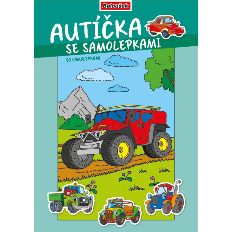 Omalovánka A4 se samolepkami - Autíčka