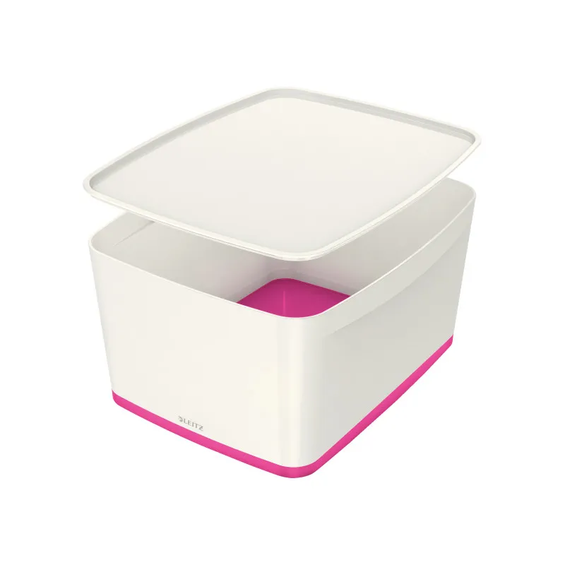 Organizační box MyBox - s víkem L / bílo - růžová