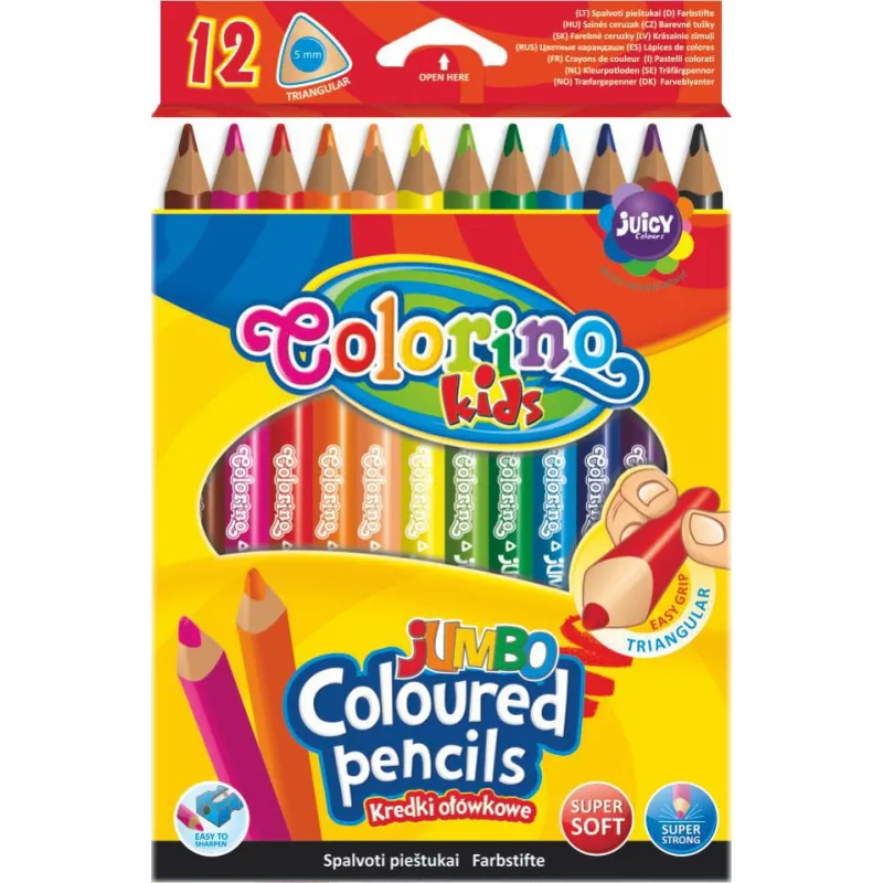Pastelky Colorino trojhranné / 12 barev / JUMBO