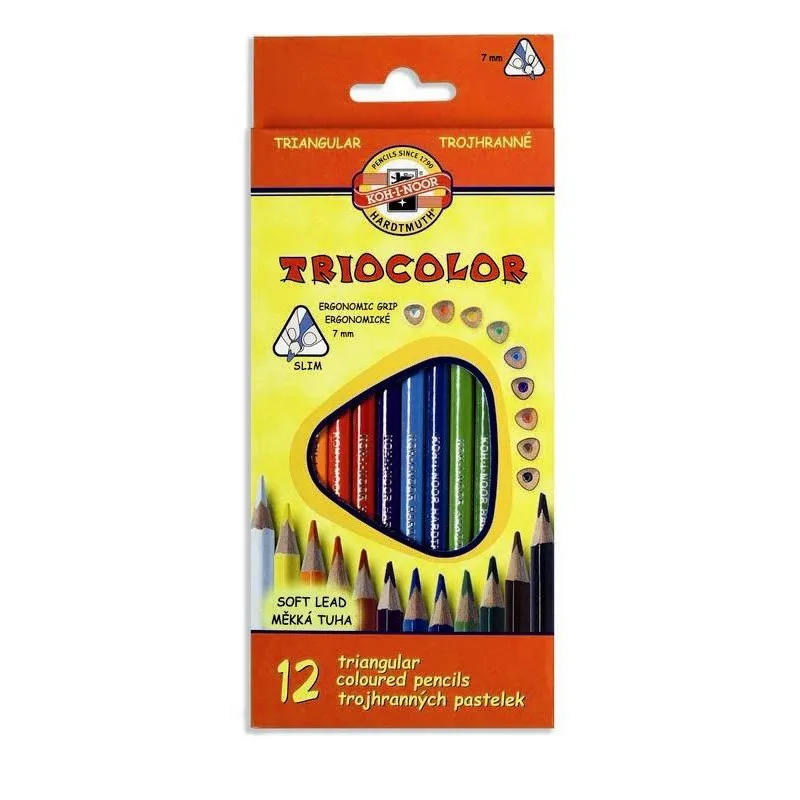Pastelky Koh-i-noor Triocolor slabé / trojhranné / 12ks
