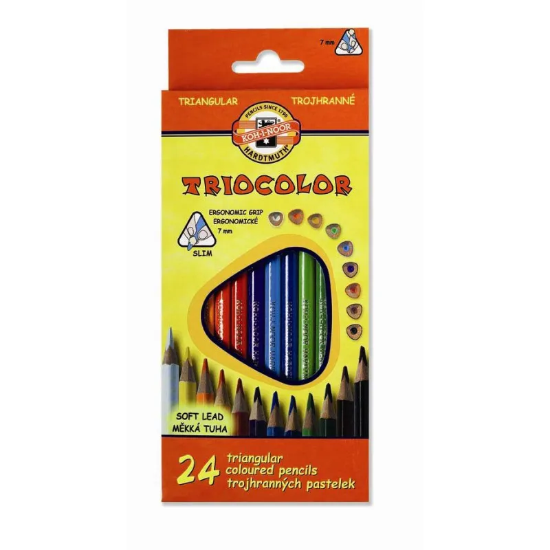 Pastelky Koh-i-noor Triocolor slabé / trojhranné / 24ks