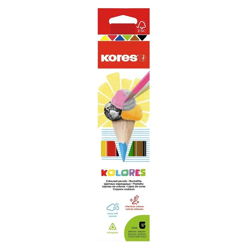 Pastelky Kores Kolores trojhranné / 6 barev
