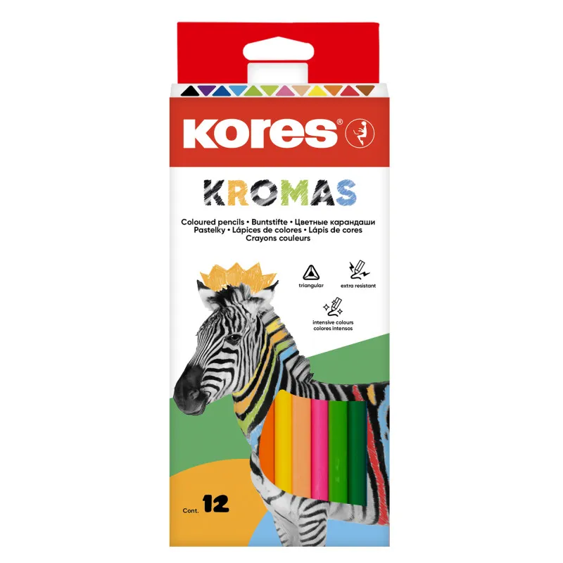 Pastelky Kores Kromas trojhranné / 12 barev