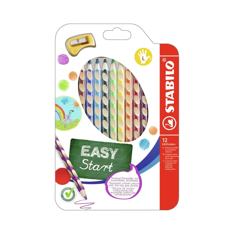 Pastelky STABILO® EASYcolors trojhranné / 12 barev / pro leváky