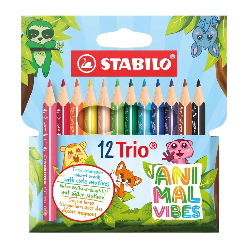 Pastelky STABILO® Trio Animal Vibes MINI - 12 ks