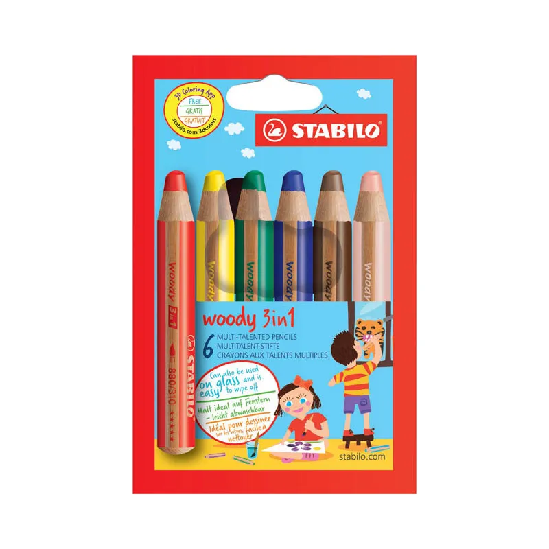 Pastelky STABILO® Woody 3v1 / 6 barev