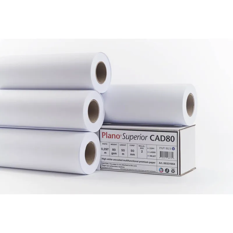 Plotrový papír v roli Plano Superior - 297 mm x 50 m x 50 mm / 80 g