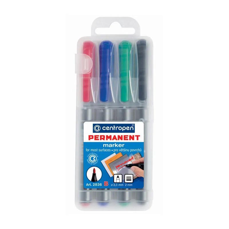 Popisovač Centropen Permanent 2836 B - sada 4 ks