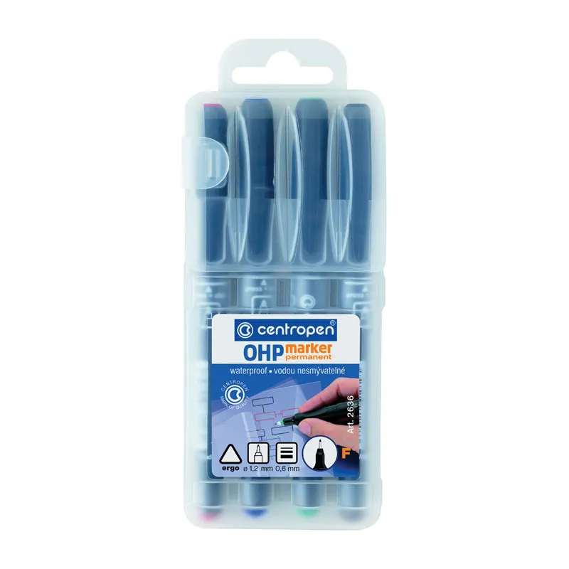 Popisovač Centropen Permanent OHP 2636 - sada 4 ks
