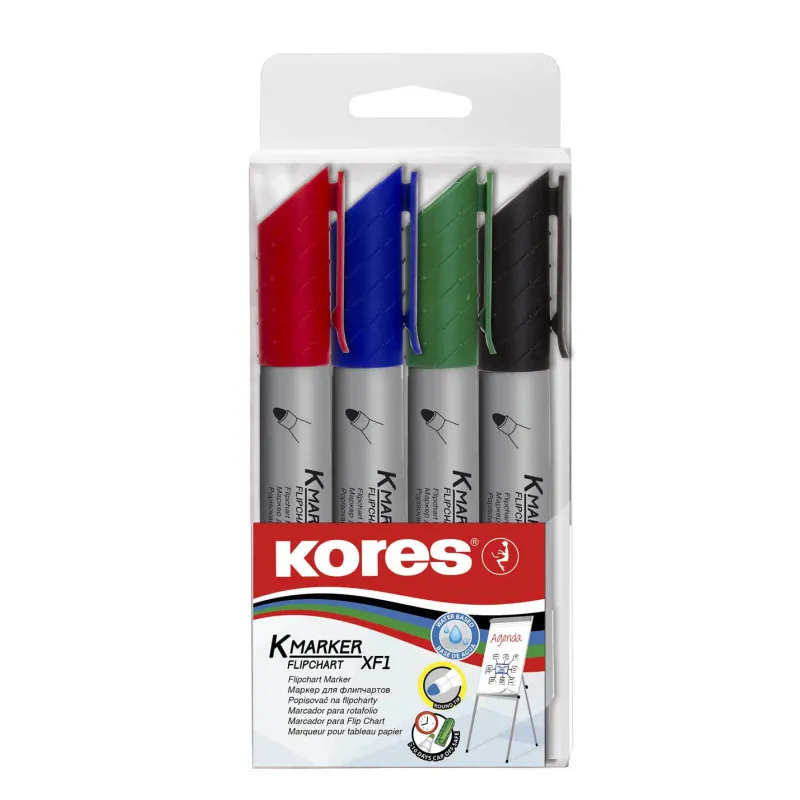 Popisovač Kores K-Marker Flipchart - sada 4 ks / kulatý hrot