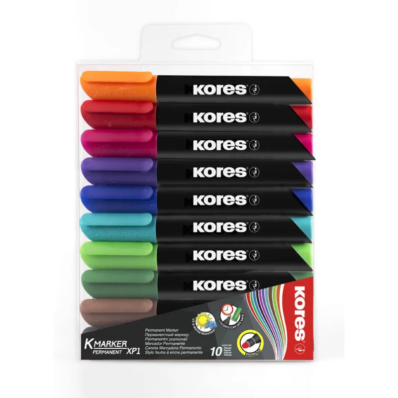 Popisovač Kores K-Marker Permanent - sada 10 ks / kulatý hrot