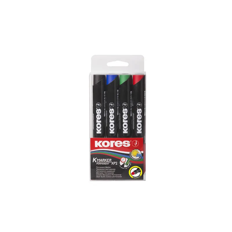 Popisovač Kores K-Marker Permanent - sada 4 ks / kulatý hrot