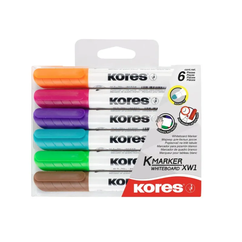 Popisovač Kores K-Marker Whiteboard - sada 6 ks / kulatý hrot