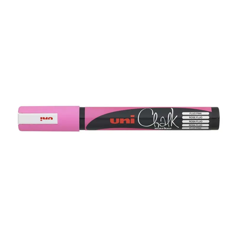 Popisovač křídový UNI Chalk Marker PWE-5M / fluo růžová